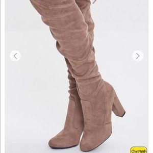 Taupe Over The Knee Boots.